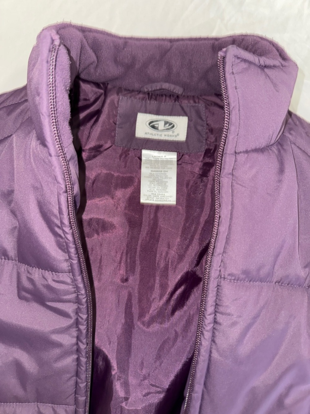 Athletic Works Purple Quilted Puffer Vest